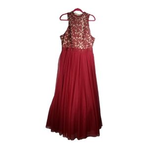City Studio Women's Size 16W Burgundy Cream & Rhinestone Formal Gown uwt